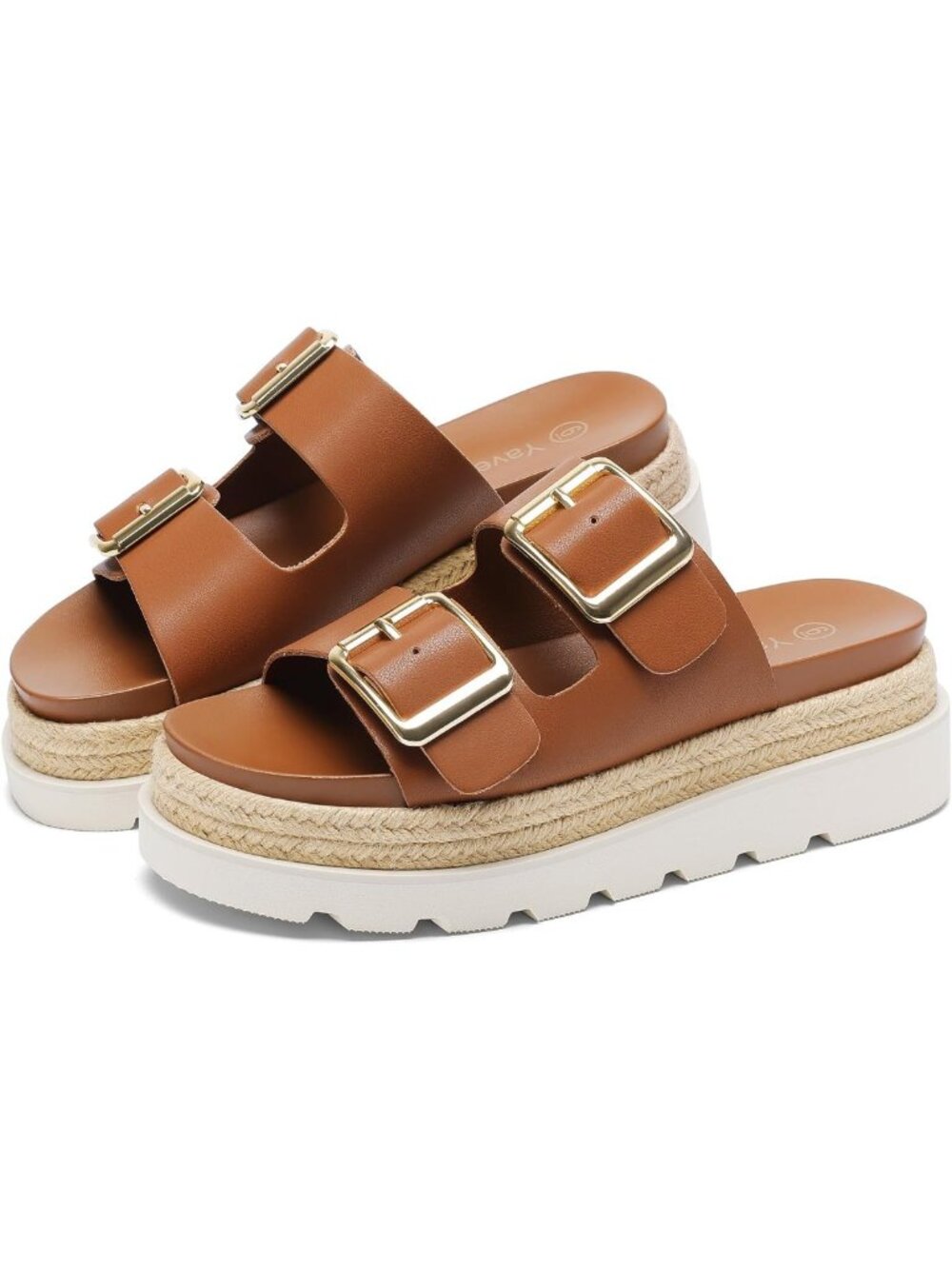 Stylish Women's Platform Espadrille Slide Sandals with Double Buckle Detail